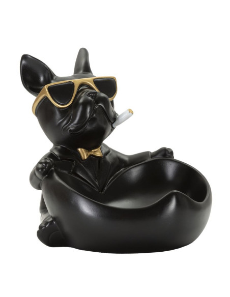 Vide poche original Chien en Résine Noir Doré Ball 