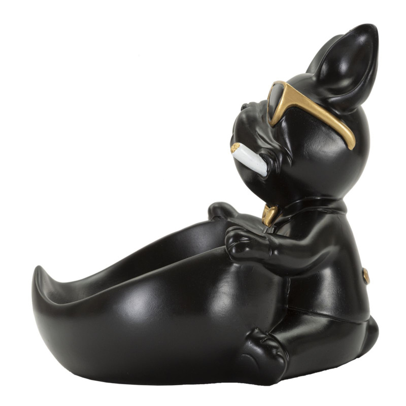 Vide poche original Chien en Résine Noir Doré Ball 