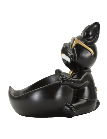 Vide poche original Chien en Résine Noir Doré Ball 