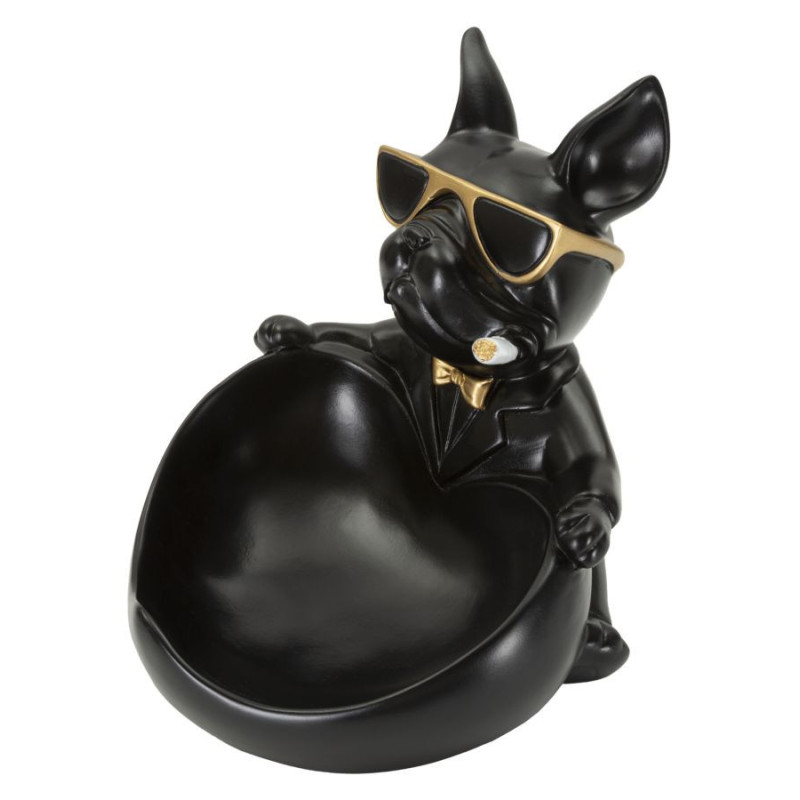 Vide poche original Chien en Résine Noir Doré Ball 