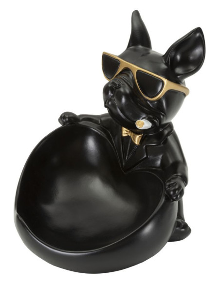 Vide poche original Chien en Résine Noir Doré Ball 