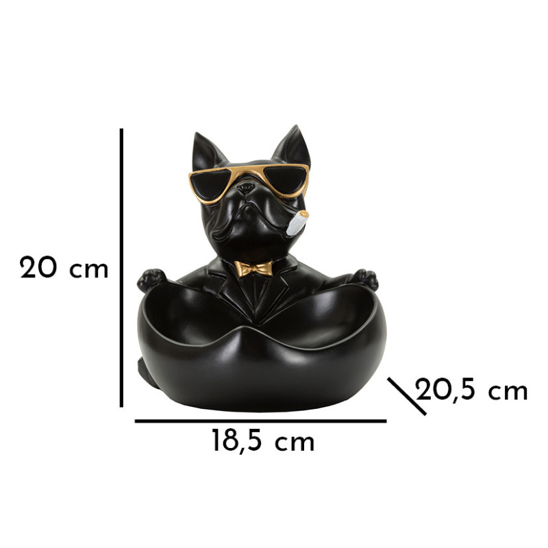 Vide poche original Chien en Résine Noir Doré Ball 