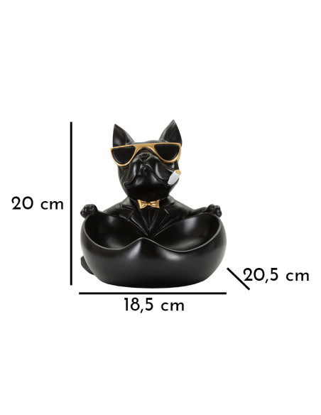 Vide poche original Chien en Résine Noir Doré Ball 