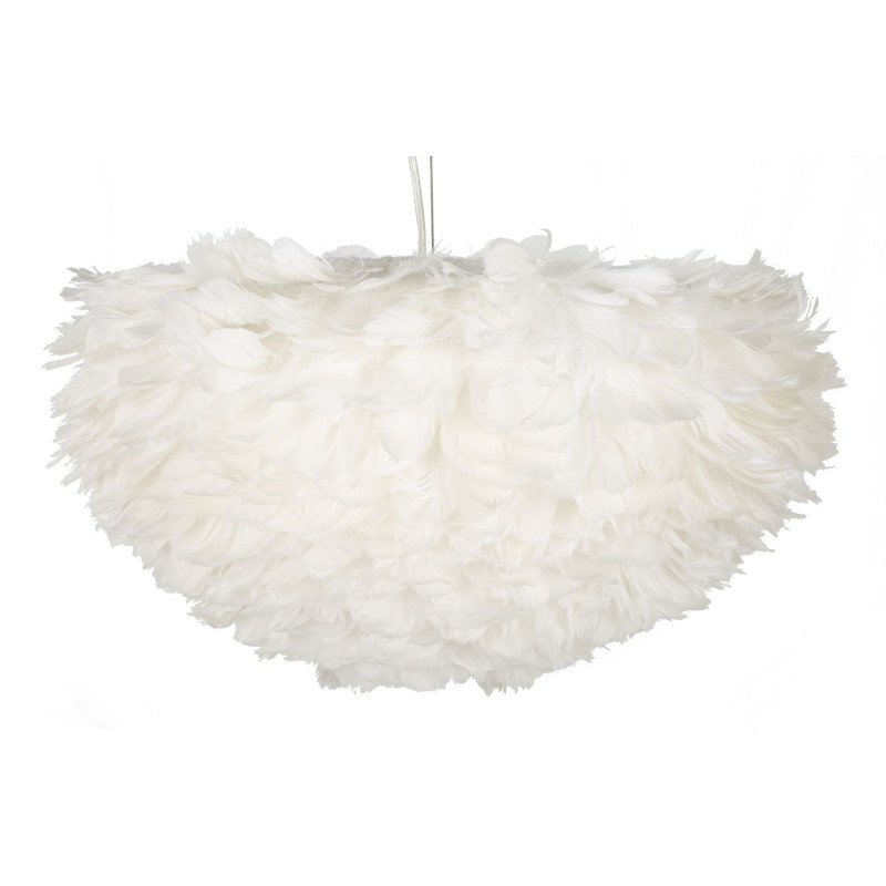 Grande Suspension moderne Plumes Diamètre 60 cm en Tissu Blanc Métal Feather 
