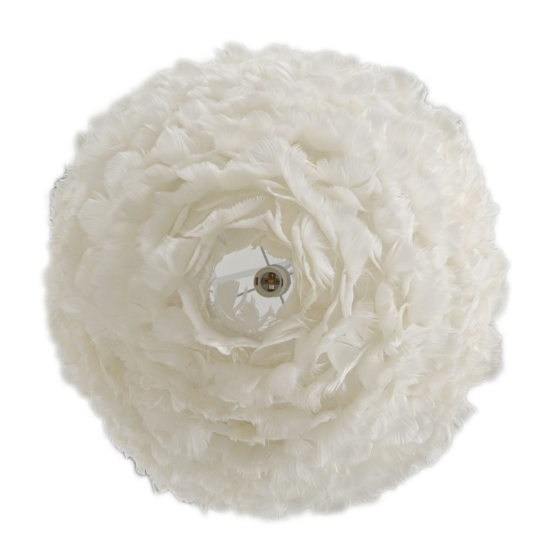Grande Suspension moderne Plumes Diamètre 60 cm en Tissu Blanc Métal Feather 