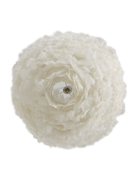 Grande Suspension moderne Plumes Diamètre 60 cm en Tissu Blanc Métal Feather 