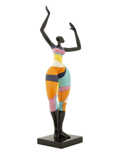 Grande Statuette déco Danseuse A Hauteur 38 cm en Résine Noir Motif abstrait coloré Rubic Mauro Ferretti - 2