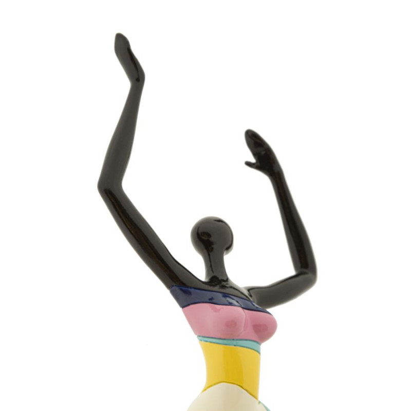 Grande Statuette déco Danseuse A Hauteur 38 cm en Résine Noir Motif abstrait coloré Rubic Mauro Ferretti - 4