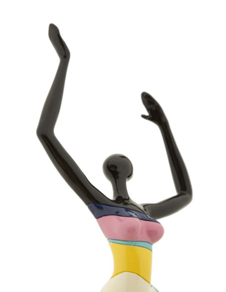 Grande Statuette déco Danseuse A Hauteur 38 cm en Résine Noir Motif abstrait coloré Rubic Mauro Ferretti - 4