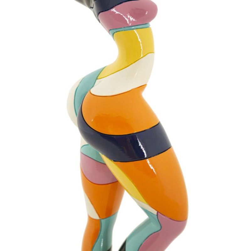 Grande Statuette déco Danseuse A Hauteur 38 cm en Résine Noir Motif abstrait coloré Rubic Mauro Ferretti - 5