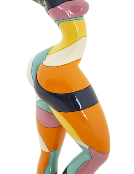 Grande Statuette déco Danseuse A Hauteur 38 cm en Résine Noir Motif abstrait coloré Rubic Mauro Ferretti - 5