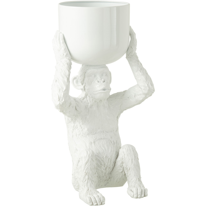 Cache-pot Singe Hauteur 55 cm en Résine Blanc Langston - 1
