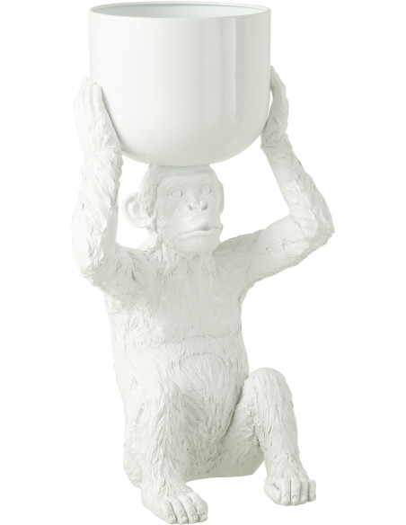 Cache-pot Singe Hauteur 55 cm en Résine Blanc Langston - 1