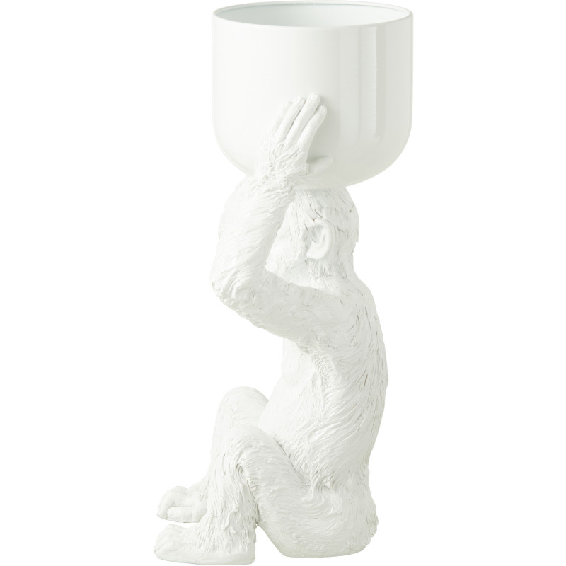 Cache-pot Singe Hauteur 55 cm en Résine Blanc Langston - 2