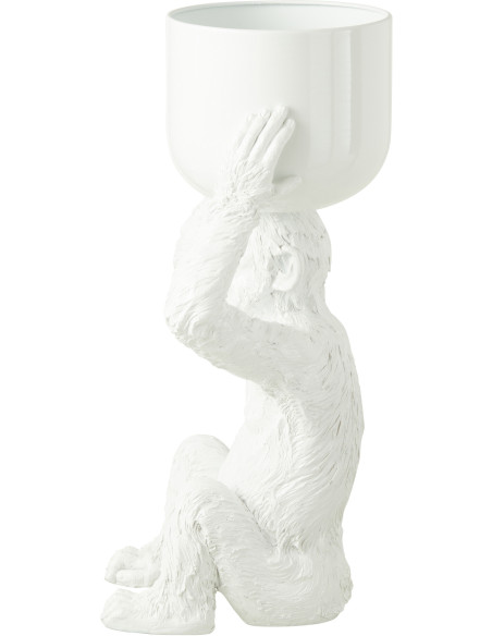 Cache-pot Singe Hauteur 55 cm en Résine Blanc Langston - 2