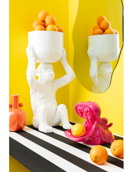 Cache-pot Singe Hauteur 55 cm en Résine Blanc Langston - 3