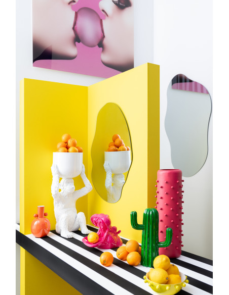 Cache-pot Singe Hauteur 55 cm en Résine Blanc Langston - 4