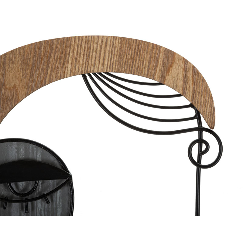 Patère Porte manteau mural Arty 1 crochet Hauteur 35 cm en Métal Noir Bois Naturel Picassy 