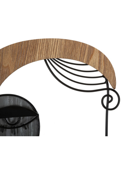 Patère Porte manteau mural Arty 1 crochet Hauteur 35 cm en Métal Noir Bois Naturel Picassy 