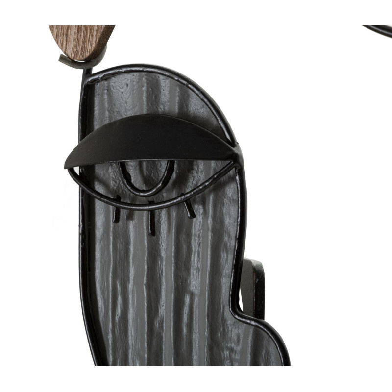 Patère Porte manteau mural Arty 1 crochet Hauteur 35 cm en Métal Noir Bois Naturel Picassy 