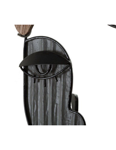 Patère Porte manteau mural Arty 1 crochet Hauteur 35 cm en Métal Noir Bois Naturel Picassy 