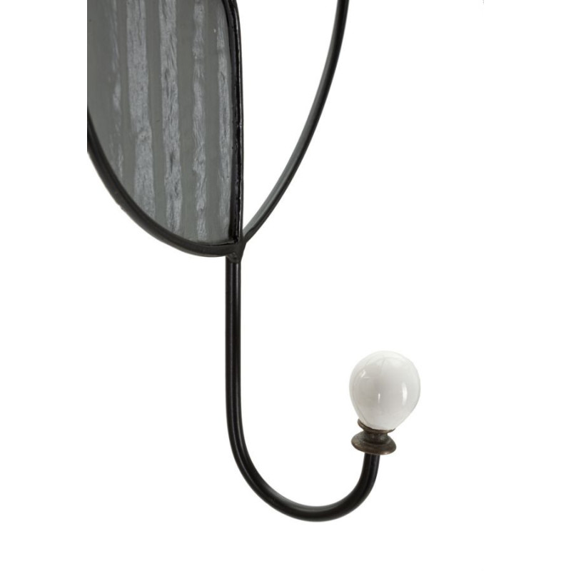 Patère Porte manteau mural Arty 1 crochet Hauteur 35 cm en Métal Noir Bois Naturel Picassy 