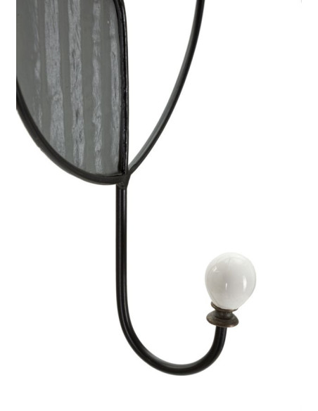 Patère Porte manteau mural Arty 1 crochet Hauteur 35 cm en Métal Noir Bois Naturel Picassy 