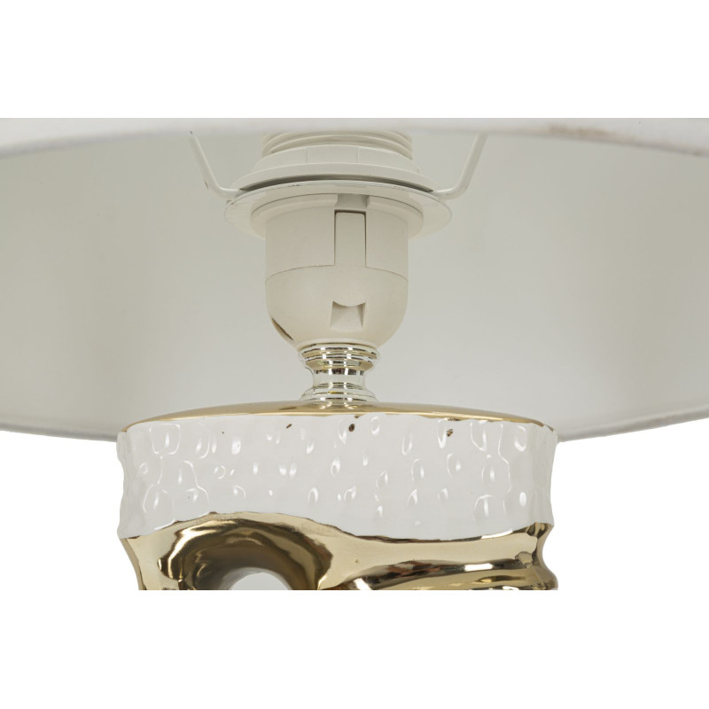 Lampe poser originale moderne Hauteur 43 cm en Céramique Blanc Métal Doré Tissu Blanc Florida 