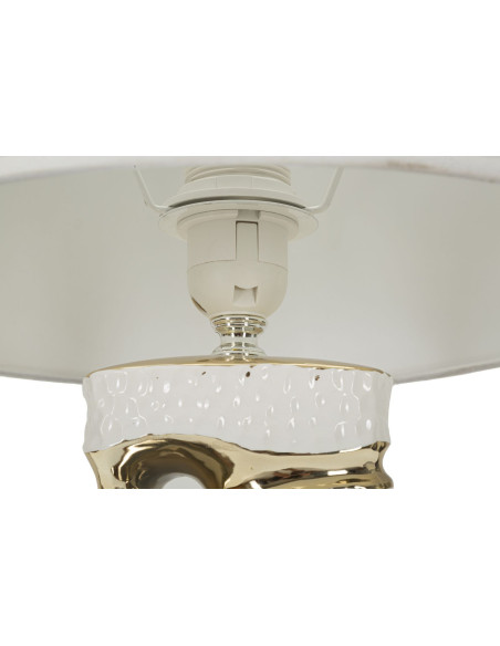 Lampe poser originale moderne Hauteur 43 cm en Céramique Blanc Métal Doré Tissu Blanc Florida 