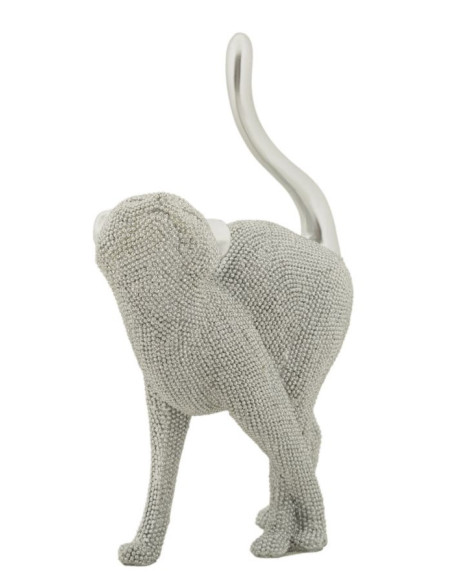 Statuette déco moderne Chat en Résine Argenté Brillant Sparky 