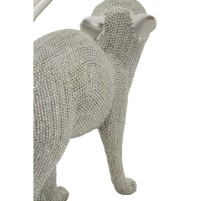 Statuette déco moderne Chat en Résine Argenté Brillant Sparky 