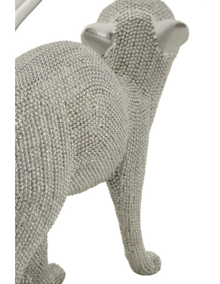 Statuette déco moderne Chat en Résine Argenté Brillant Sparky 