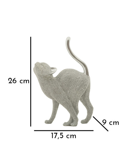Statuette déco moderne Chat en Résine Argenté Brillant Sparky 