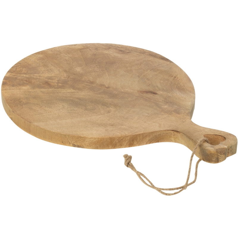 Planche à découper Ronde Diamètre 30 cm en Bois de manguier Naturel Motif coeur Erika - 2