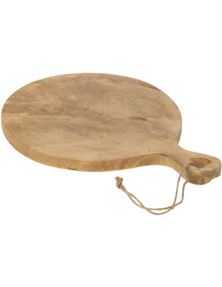 Planche à découper Ronde Diamètre 30 cm en Bois de manguier Naturel Motif coeur Erika - 2