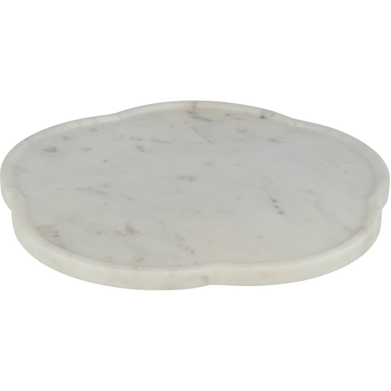 Plateau tourmant de service Fleur 40 cm en Marbre Blanc Tasoz - 1