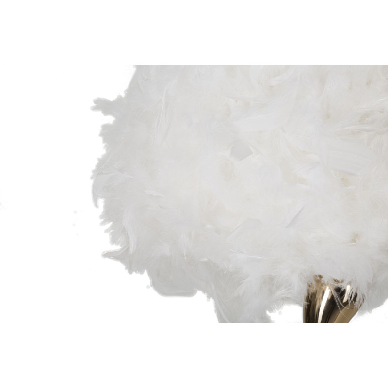 Lampe à poser moderne Plumes Hauteur 47 cm en Tissu Blanc Métal Doré Cart 