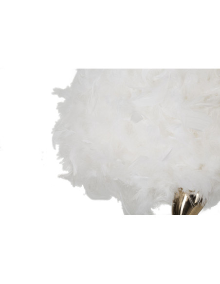 Lampe à poser moderne Plumes Hauteur 47 cm en Tissu Blanc Métal Doré Cart 