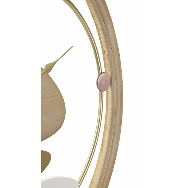 Grande Horloge murale ronde moderne 57 cm en Bois MDF Naturel Métal Doré Colorful 