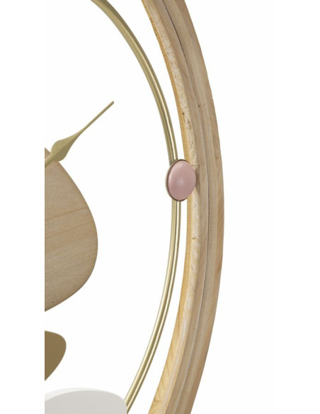 Grande Horloge murale ronde moderne 57 cm en Bois MDF Naturel Métal Doré Colorful 
