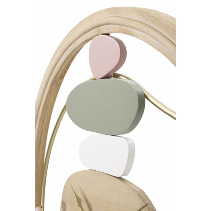 Grande Horloge murale ronde moderne 57 cm en Bois MDF Naturel Métal Doré Colorful 