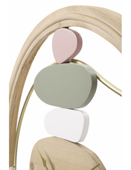 Grande Horloge murale ronde moderne 57 cm en Bois MDF Naturel Métal Doré Colorful 