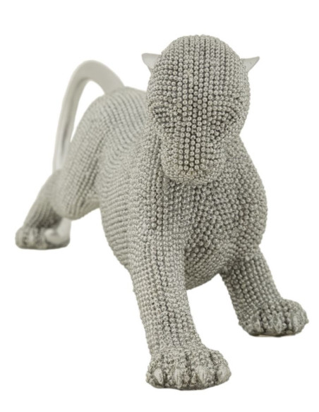 Statuette déco moderne Panthère en Résine Argenté Brillant Sparky 