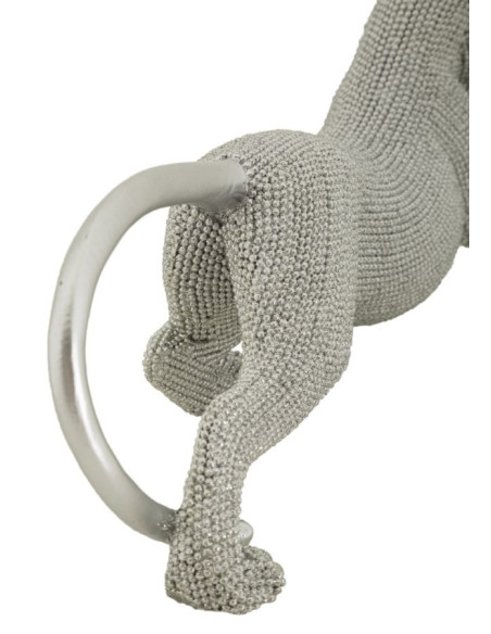 Statuette déco moderne Panthère en Résine Argenté Brillant Sparky 