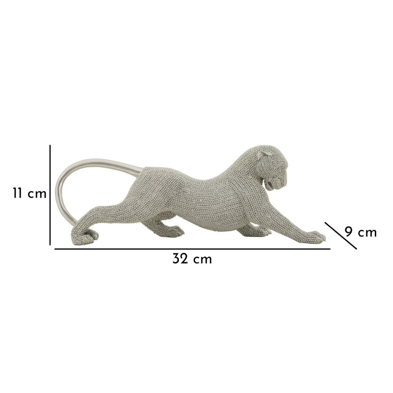 Statuette déco moderne Panthère en Résine Argenté Brillant Sparky 