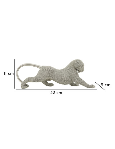 Statuette déco moderne Panthère en Résine Argenté Brillant Sparky 