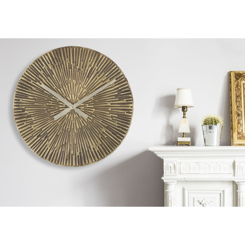 Horloge murale ronde industrielle 50 cm en Métal Bronze antique Opis 