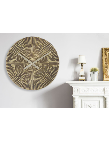 Horloge murale ronde industrielle 50 cm en Métal Bronze antique Opis 