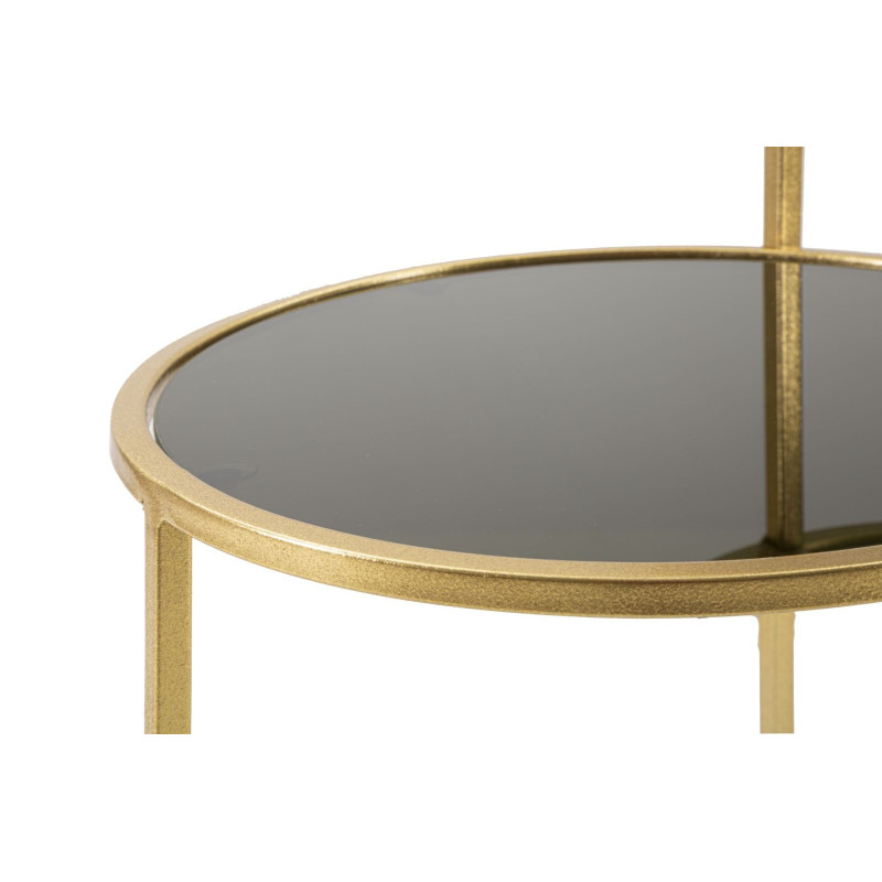 Table d'appoint moderne Ronde 2 niveaux en Métal Doré Verre Transparent Levels 