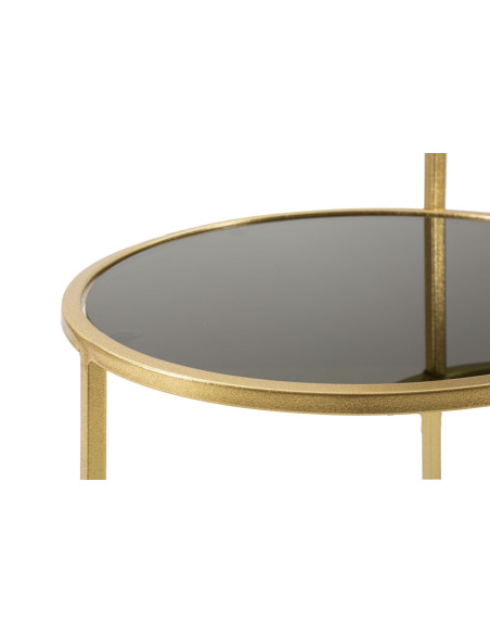 Table d'appoint moderne Ronde 2 niveaux en Métal Doré Verre Transparent Levels 